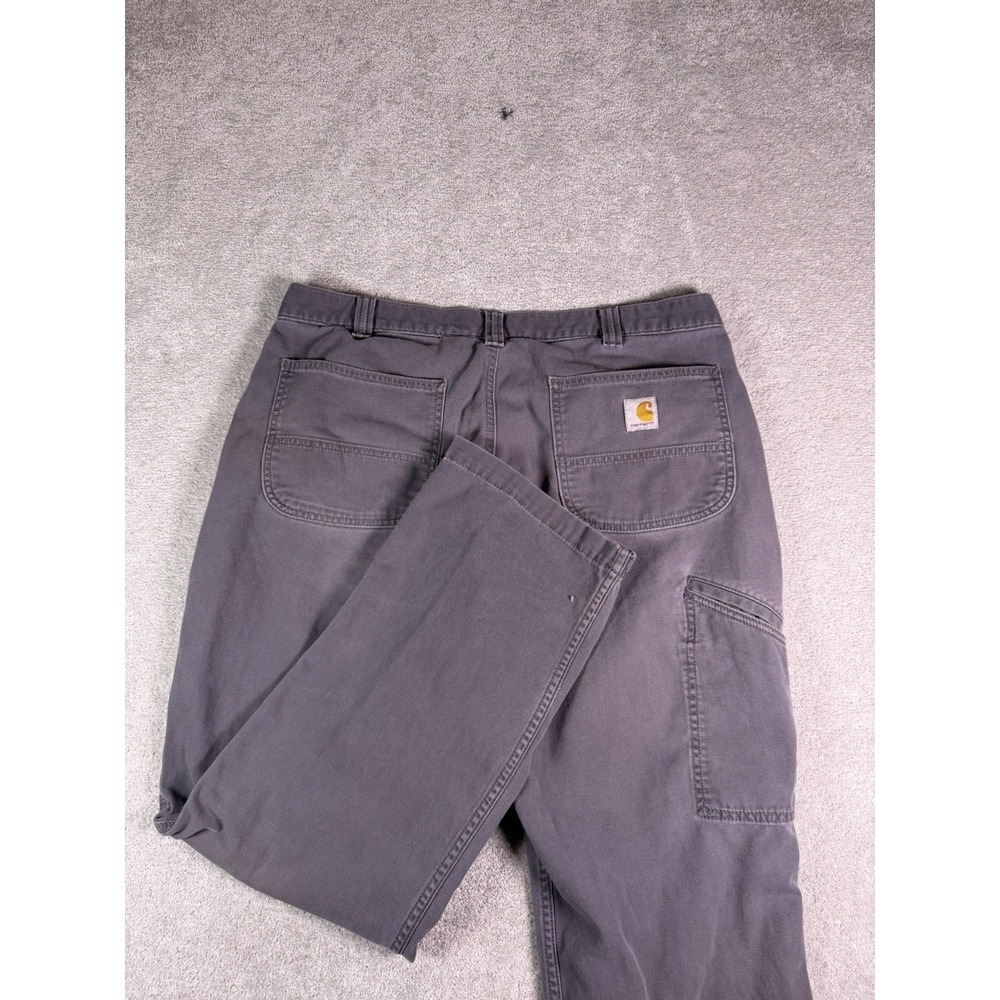 Carhartt Pants Mens 38x32 Gray Rugged Flex Relaxed Fit Canvas Work-* BN2291-M